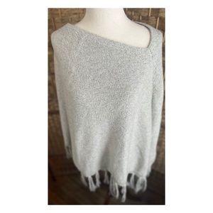 Banana republic grey fringe poncho cape - size XS/S
